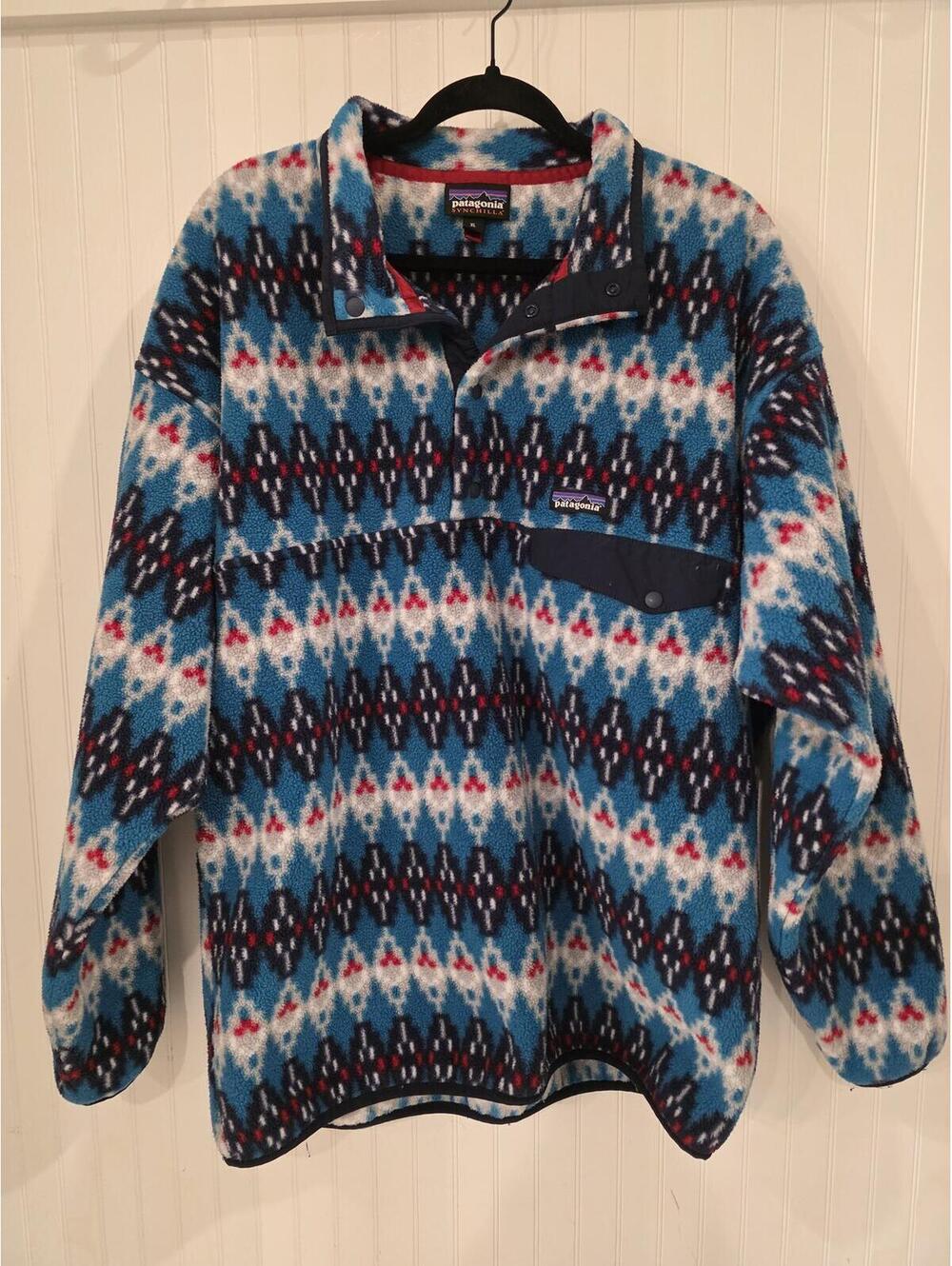 patagonia Men's Synchilla Snap T Fleece Pullover Jacket Aztec Blue XL